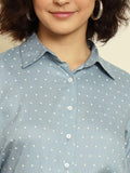 TRENDARREST Blue Polkadot Rayon Shirt