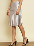 TRENDARREST A Line Midi Satin Skirt